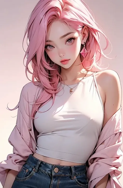     cool women、       sexy、   beauty.  ((Poke out your lips)).Kissing Face、((      pink hair)). ((        small breasts)).   beauty、           yandere   、            beautiful faces、            super detailed    、((Adult clothes)).((  adult appeal )).((low...