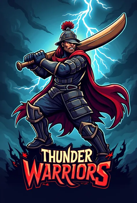 Make a png logo for cricket team name : Thunder Warriors