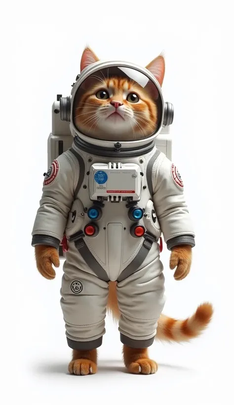 cat in astronaut suit 3x4 white background