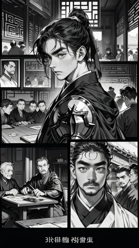 Chinese style comics、Black and White、The Man in Armor Restaurant、5 scenes 、