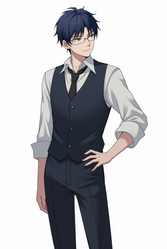 Can you make this guy? Kairen stands at 184 cm, his tall and lean frame often making him appear slightly aloof. His dark blue hair is a striking contrast to his warm brown eyes, giving him an aura of quiet intensity. He keeps his hair slightly tousled, nev...