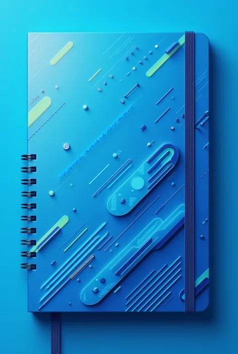 a creative cover design for my notebook with a blue background like a human creation 