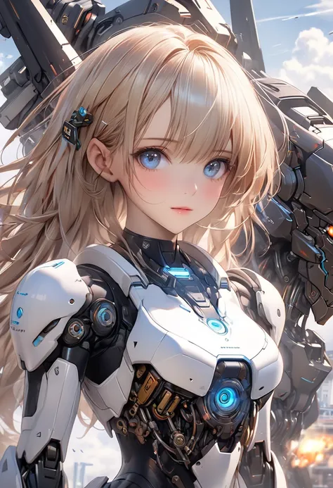 Anime girl with blue eyes and a steam clock in her hand,  cute girl, Pretty cute face,  Perfect Android Girl ,  Perfect Anime Cyborg Female , On pixiv人気,  trending on pixiv , artstation On pixivトレンド入り,  Cute Anime Girls,  Manga Cover Style , Light novel co...