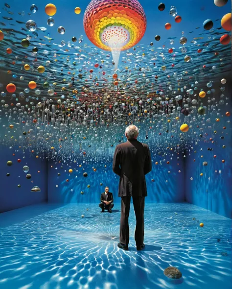 by storm thorgerson, psychedelic hyperrealistic surrealism, dreamscape, award winning masterpiece with incredible details, In a museum of glass, delicate sculptures shimmer in the light, capturing moments frozen in time with intricate detail, highly detail...