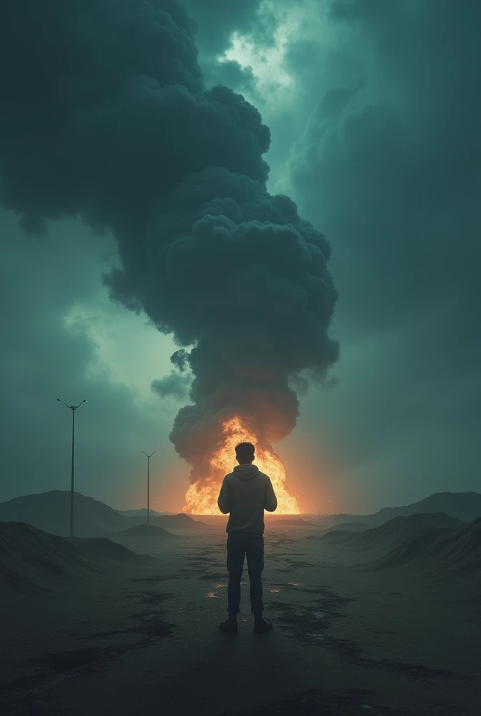 A Very Clear Ultra HD dynamic image of.Image Prompt: Arjun, in shock, stands with the open book in his hands. The moment he finishes reading, the room starts to shake. A dark storm cloud forms above him, and the ground cracks as a loud, booming sound echoe...