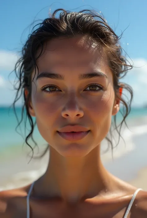 The same face photo on the beach 