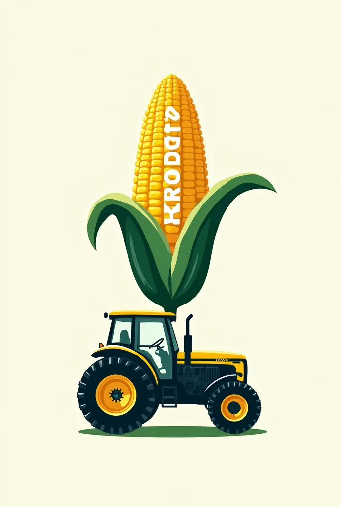 Create logo with the name AgroTaka
Cool art: corn on the cob forming letters 
And the bottom tractor on the plantation 