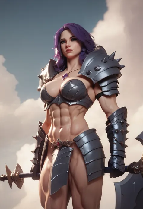 towering, honed yet soft non-muscular physique, half-elven futanari female, adventurer with halberd and heavy armour, full-height frame, raven hair and black eyes, detailed armour and halberd, dark fantasy style