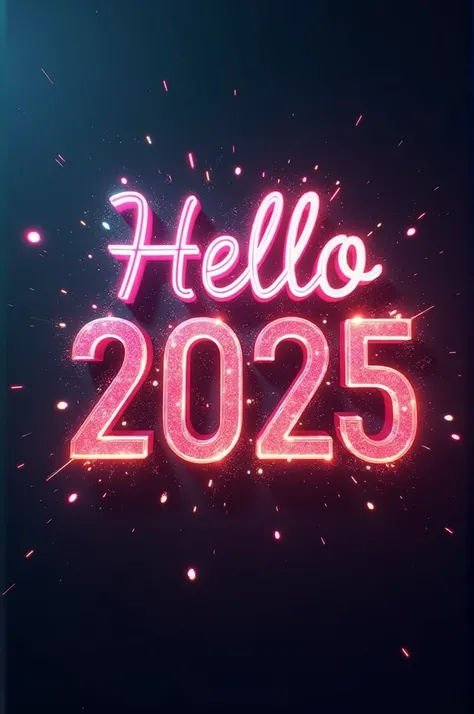 Create a short and sleek video with a cool transition effect. Start with the text Goodbye, 2024 in a dramatic, fading style, followed by a seamless transition like a glitch, swipe, or spin effect. Then reveal Hello, 2025 with bright, bold typography accomp...