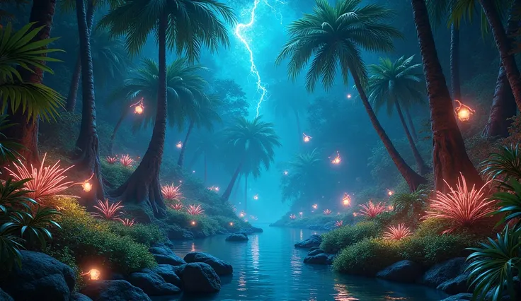  futuristic tropical glade off-earth futuristic glowing plants