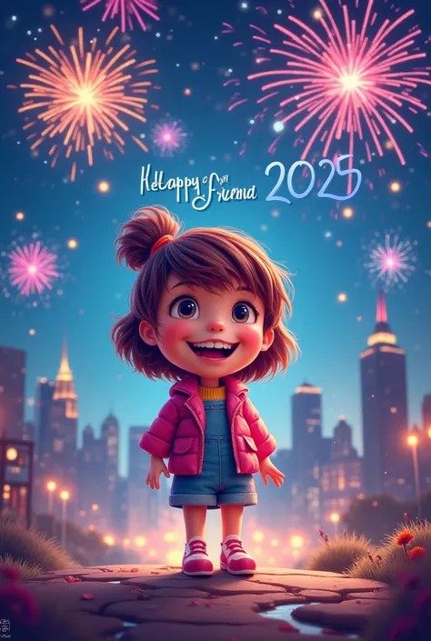 Create a image for happy new year 2025 for my best friend 
