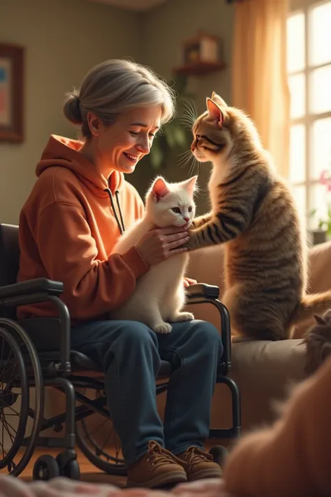 Un chat aider un humain handicapé 