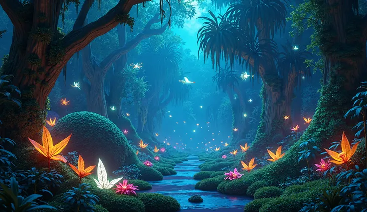  futuristic tropical glade off-earth futuristic glowing plants