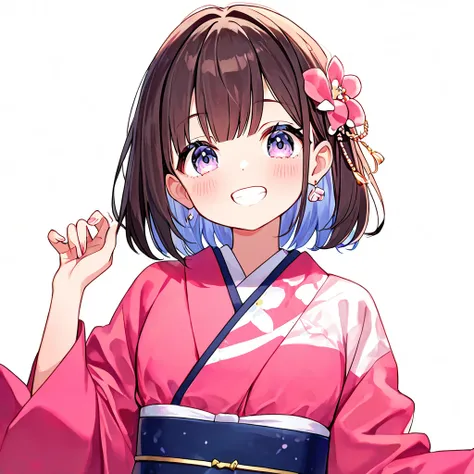 A cute woman who manipulates lightning、Kimono