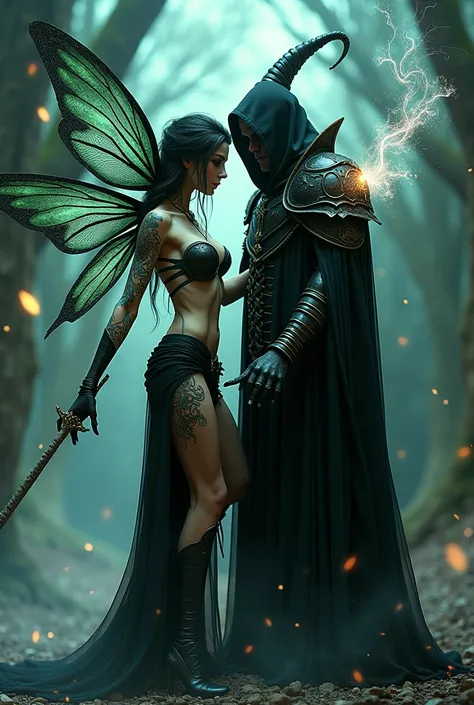 Sexy female dark evil Fairy, Warlock, Tattoos, sexy Cloth