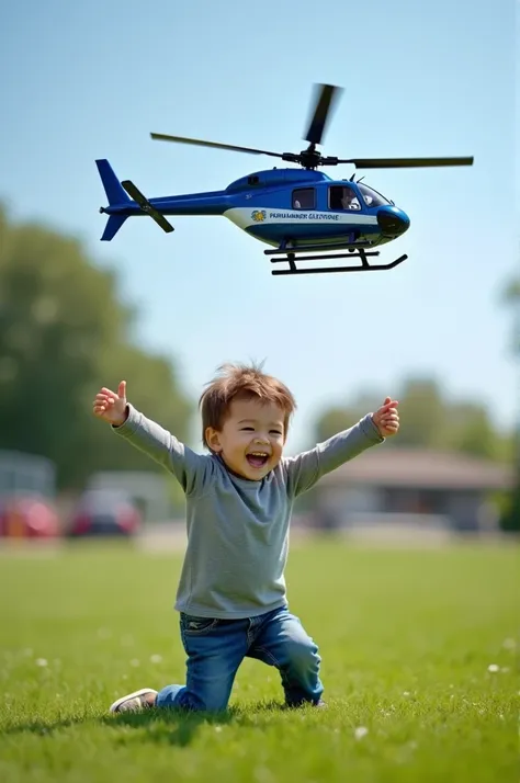 Un enfant qui joue avec un hélicoptère télécommandé de a
La gendarmerie française 
