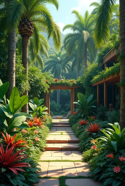  CREATE A TROPICAL GARDEN DESIGN UNDER THESE CONSIDERATIONS rectangular space approximately 10 meters long and 1. 5 meters wide 
A la derecha (or left ) From the entrance ,  is a small square space ,  with an area of approximately 4 meters long by 1 . 5 me...