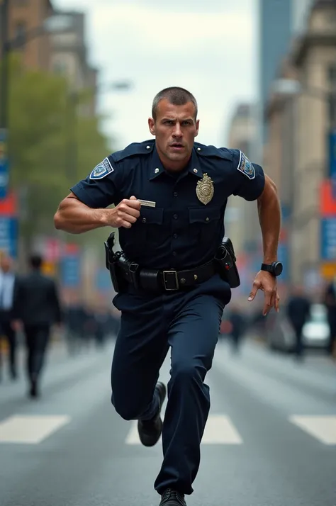 A police man running