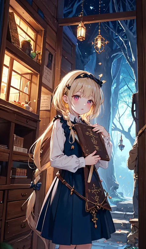 An intense anime scene of Hansel and Gretel in a dark enchanted forest. Hansel, a brave young boy with short spiky hair, wields a magical bow with glowing blue arrows. Gretel, a clever girl with long braided hair, carries a spellbook glowing with ancient r...