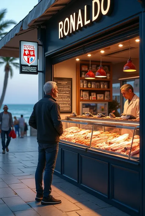 a man come to ronaldo shop for buying fish