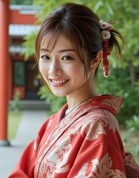 highest image quality taken by Ki、 Photorealistic、 anatomically accurate human body structure、Awareness-raising、 absurd、Professional photography、 upper body shot above the knee 、 Japanese girl standing wearing a gorgeous Japanese kimono、 realistic picture...