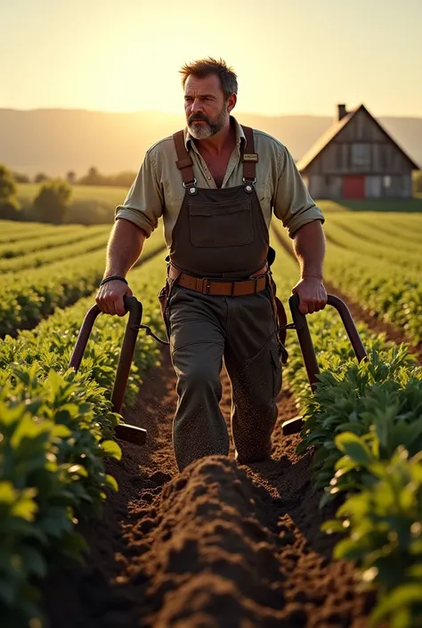 A farmer work in the field