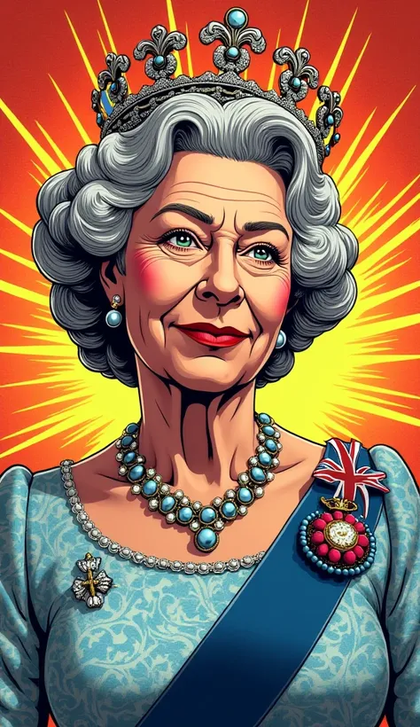 Queen Elizabeth II OF ENGLAND IN COMIC BOOK STYLE 