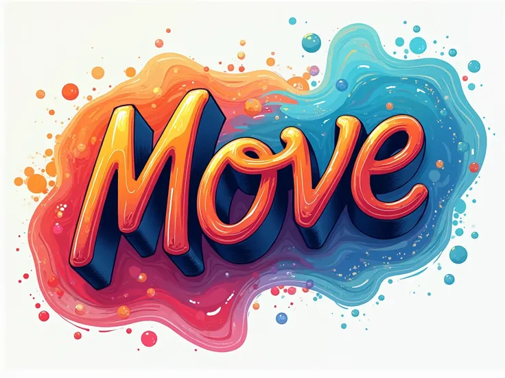 design a logo named "move", handwritten tubular type, colored, movement sensation