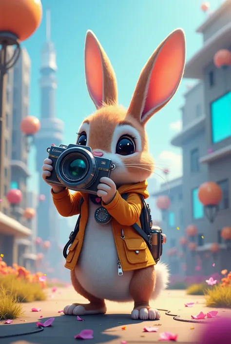 Happy 2025 with a rabbit with a camera