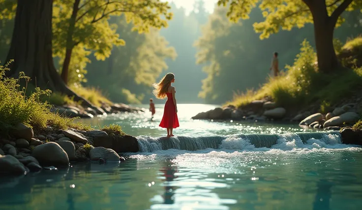 Barbie took a deep breath and started singing a melody she remembered from hood. Chelsea joined in, and soon their voices blended beautifully with the stream’s song. The water parted, revealing a bridge of shining pebbles