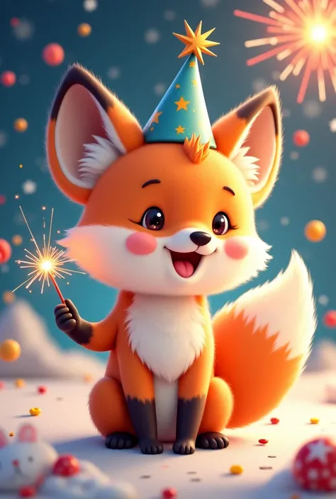 Cute fox happy new year