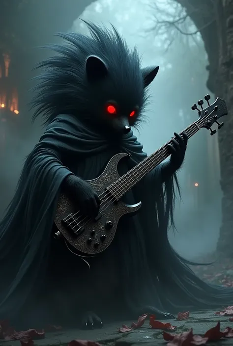 Create a Shadow hedgehog playing bass 