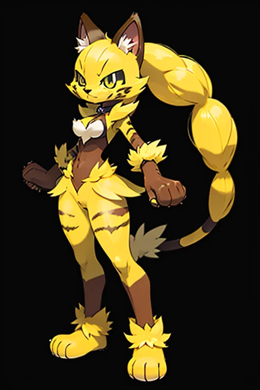 Female furry teenager yellow wild cat pokemonai-fan-v style