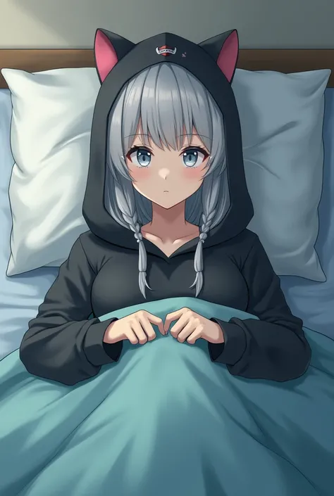  One Girl ,  grown face , silver hair,Hospital room,Patient clothing, high res, masterpiece, accurate,  very detailed,  Textured Skin, reality, short hair ,, small breasts, braids, are expressionless, sleeping in bed ,No breasts, dont put on a futon,Bedrid...