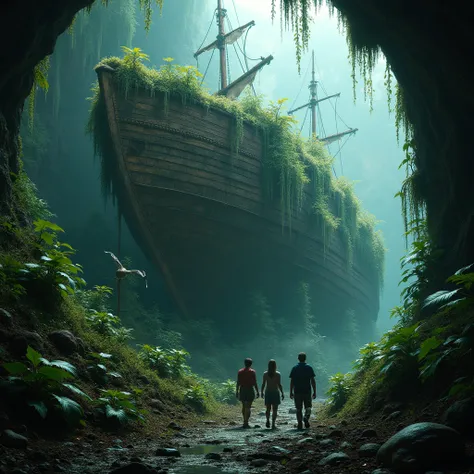 "As the group of biologists venture deeper into the hidden world within the cave, they come across something truly astonishing. Among the dense, oversized plants and strange creatures, they discover the outline of an enormous, abandoned ship. Its weathered...