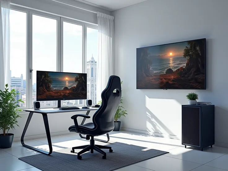 haute qualité, Ultra HD 8K, une chambre gaming avec des murs blancs