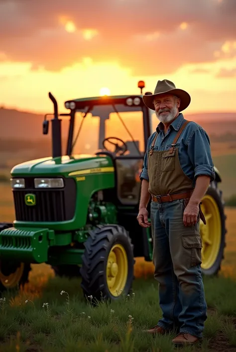 Happy new year 2025 with John Deere Tractor and farmer 