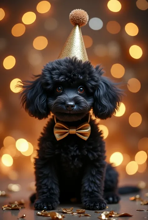 New Years miniature black poodle