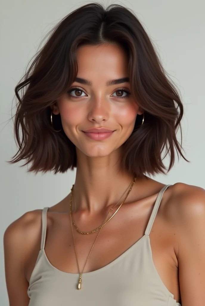 hair : dark-skinned,  with a shade of light or dark brown ,  smooth or smooth .  She likes to wear her hair naturally ,  with a modern cut , as a "bob" ( straight cut at chin height ) or long ,  with frayed ends ,  creating a relaxed look .

eyes :  Casta
...