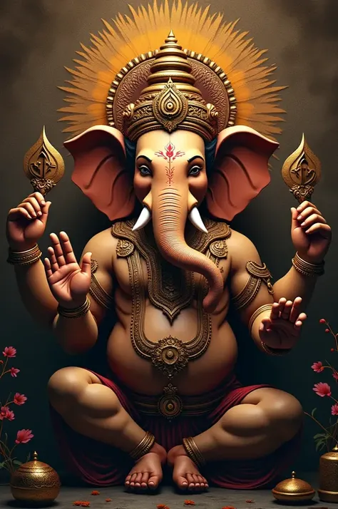 Generate a lord ganesha picture with a best wishes and blessings as text in it 