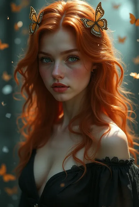 (solo, full body photo:1.3), (action packed:1.3), (haze, fog, mist:1.3), chiaroscuro, best quality, photorealistic, 1woman, (cute), (24yo:1.2), redhead, long ginger hair highly detailed, 1700S, digital photography, art by artgerm and ruan jia and greg rutk...