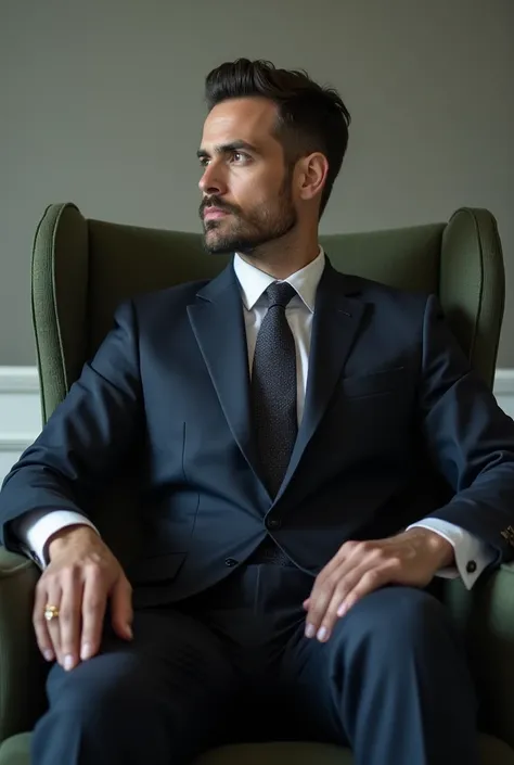 Man sitting in a suit in chair