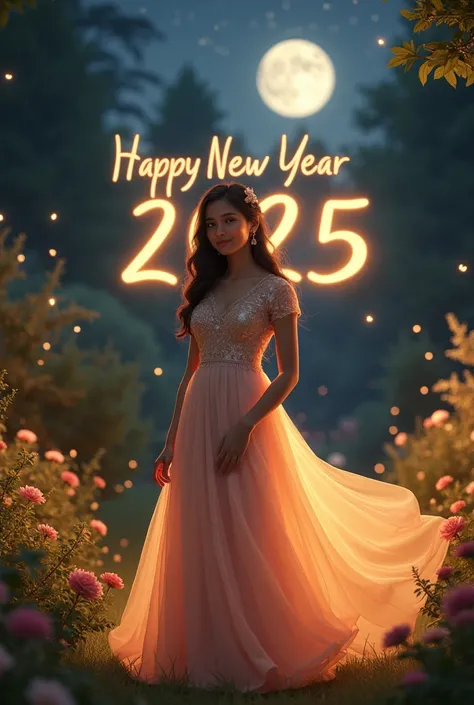 New year picture of writing HAPPY NEW YEAR 2025 - MONISHA romantic. 