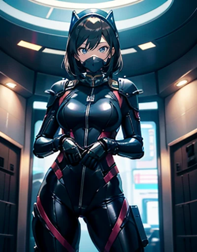 The protagonist of a new special effects drama、Space Sheriff Jasmine、26-year-old female、Wearing a combat suit like Space Sheriff Gavan、Combat suits are protected by titanium、The combat suit is very tight and hugs the body.、The suit is gold with black accen...