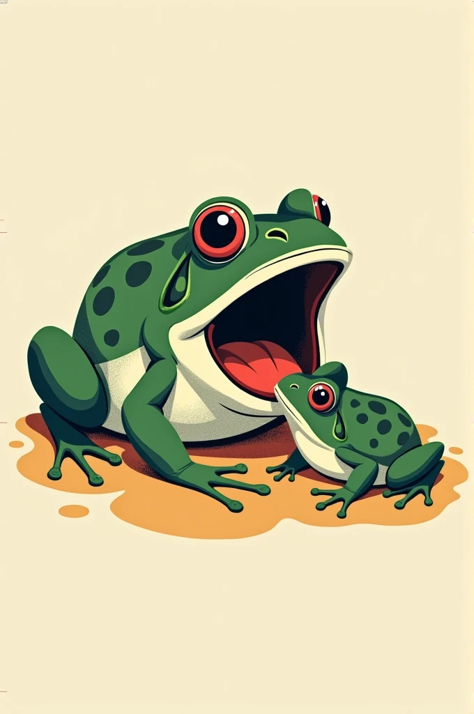 Simple art of a frog eating another frog