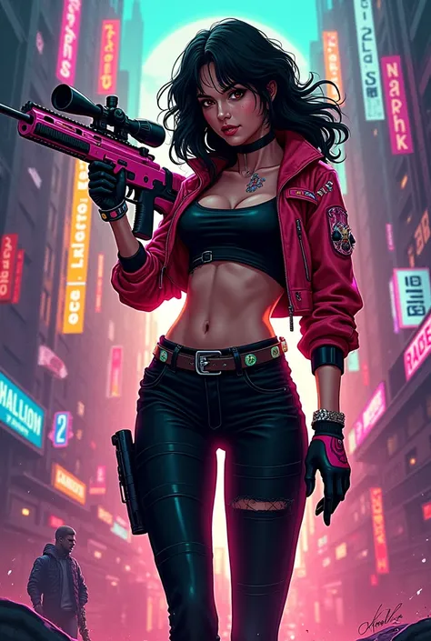 Got it! Heres a summary of the instructions for the cyberpunk art page:

Key Elements:

1. Character Details:
Name: March Hare.
Appearance: Medium-length wavy black hair, tan skin (latte tone), rich brown eyes, 52".
Outfit: Tight black pants, colored heels...