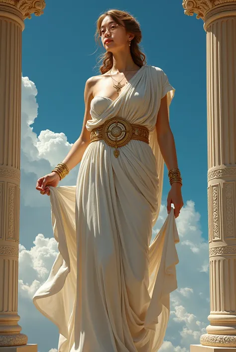 Turn the image into a Greek goddess, But keep the proportions of it 