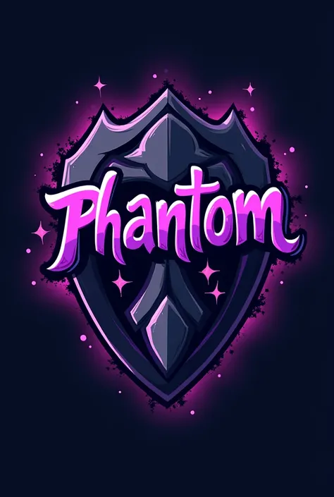 Create a São Paulo shield, however, with the colors black, purple and gray for a team called Phantom.,in a more cartoon style 