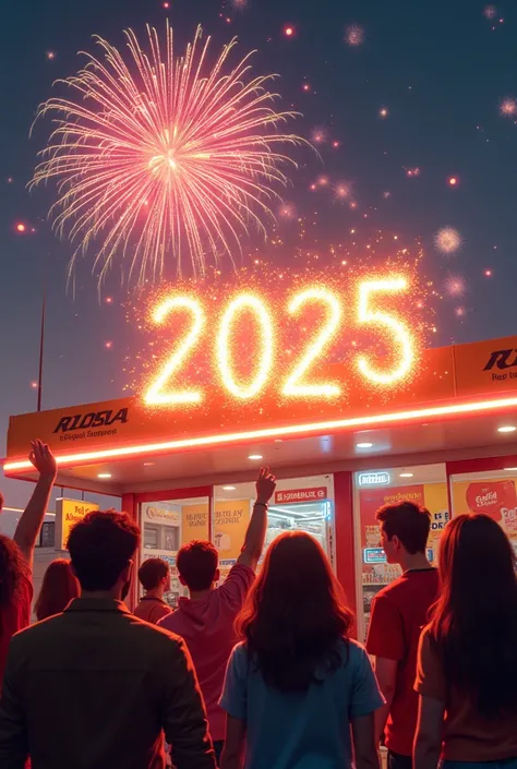 New year 2025 with fireworks and vibepicture for car wash and service center to send their customers