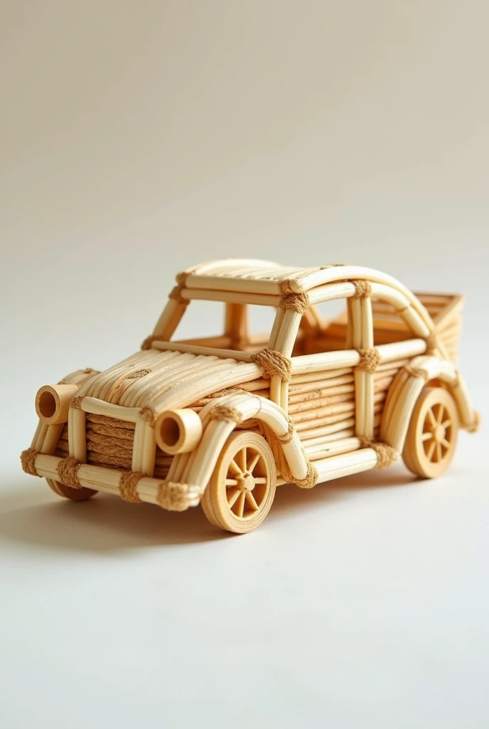 Made of straws ,  forming one miniature car